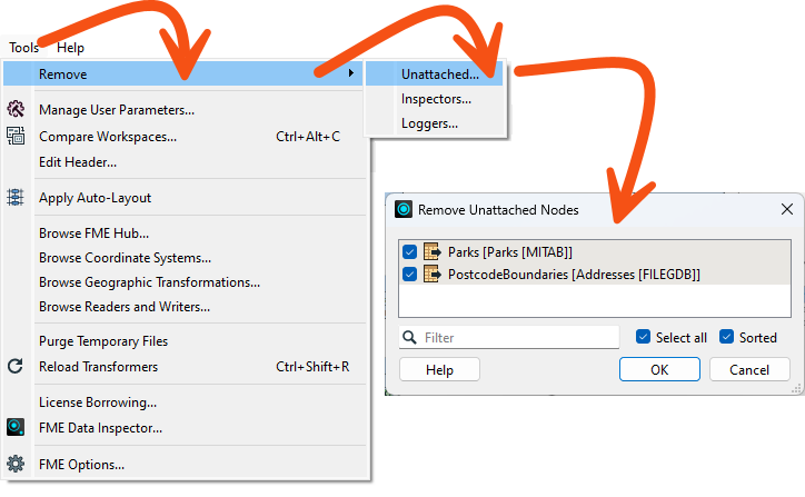 Removing unattached feature types
